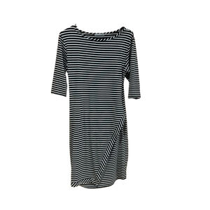 Loveappella Women's Black and White Striped Dress Large